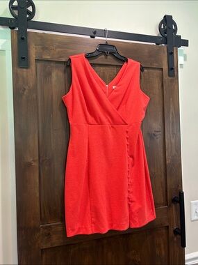 M85 Women's Bleecker 126 V-Neck Sleeveless Dress in Bright Coral Size Large